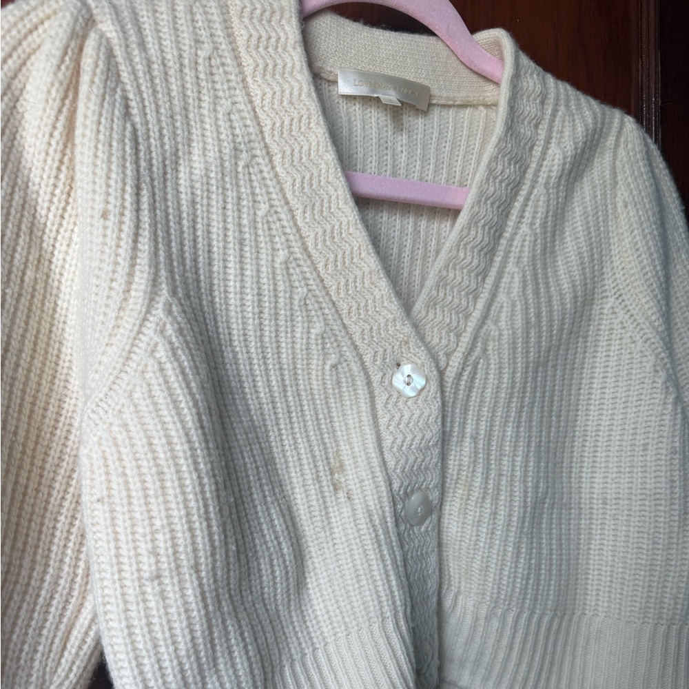 LoveShackFancy Cream Knit Cardigan
